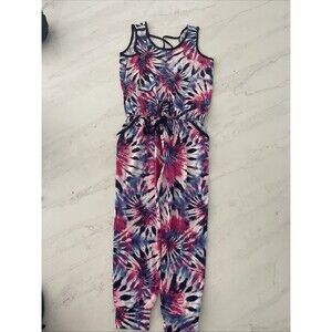 Kids Tie-Dye Sleeveless Jumpsuit - Pink & Blue